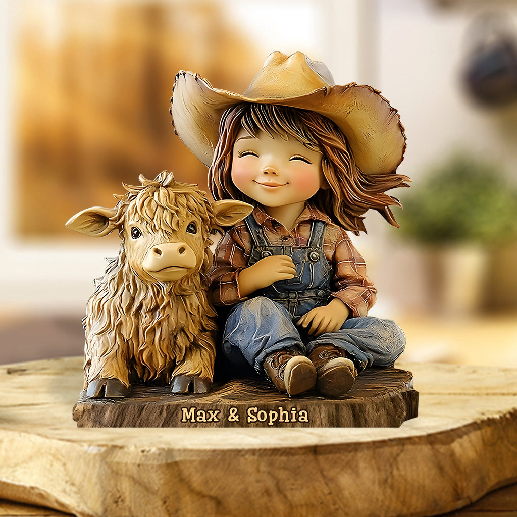 Just A Girl Who Loves Highland Cows - Personalized Highland Cow Custom Shaped Acrylic Plaque