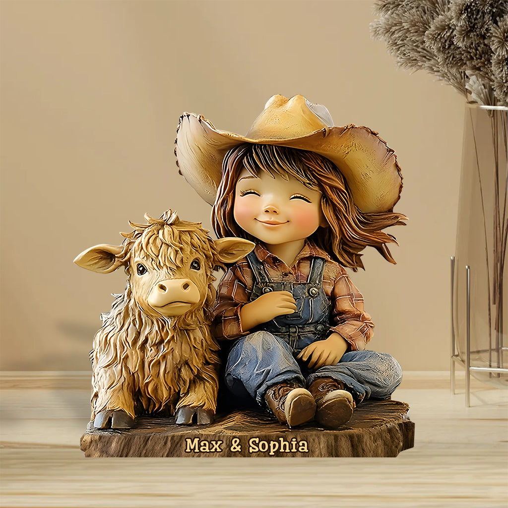 Just A Girl Who Loves Highland Cows - Personalized Highland Cow Custom Shaped Acrylic Plaque