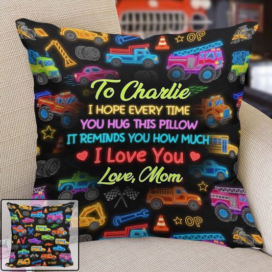 Vehicles Patern Colorful - Personalized Kid Throw Pillow