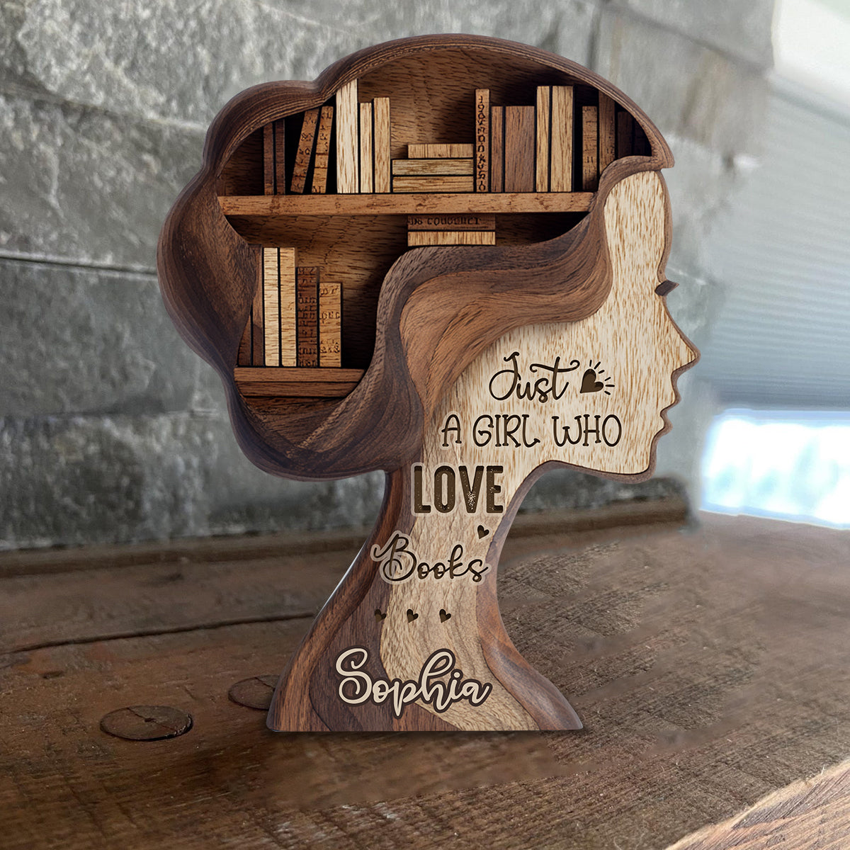 Just A Girl Who Loves Books - Personalized Book Custom Shaped Wood Plaque