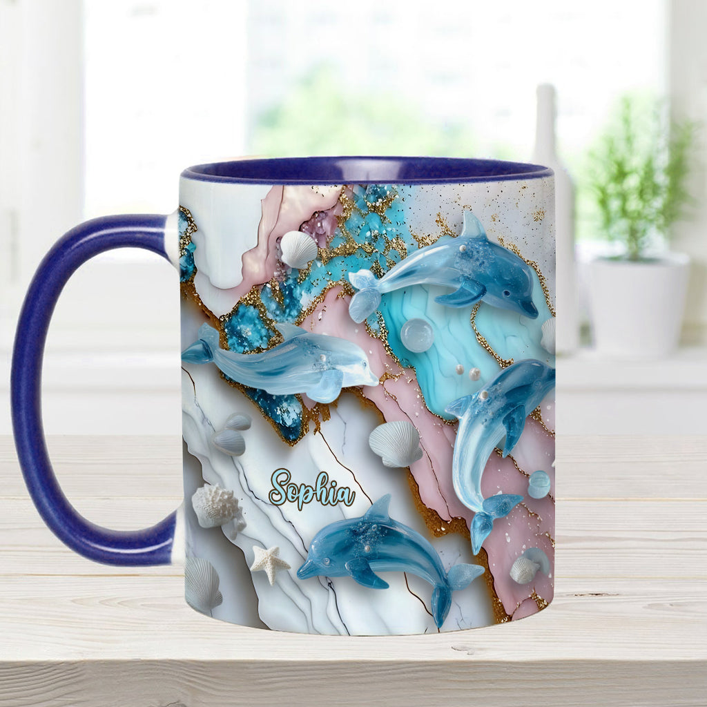 Salty Lil' Beach Turtle Mermaid Seahorse Dolphin - Personalized Sea Lover Accent Mug