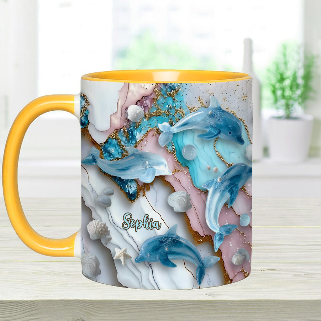 Salty Lil' Beach Turtle Mermaid Seahorse Dolphin - Personalized Sea Lover Accent Mug