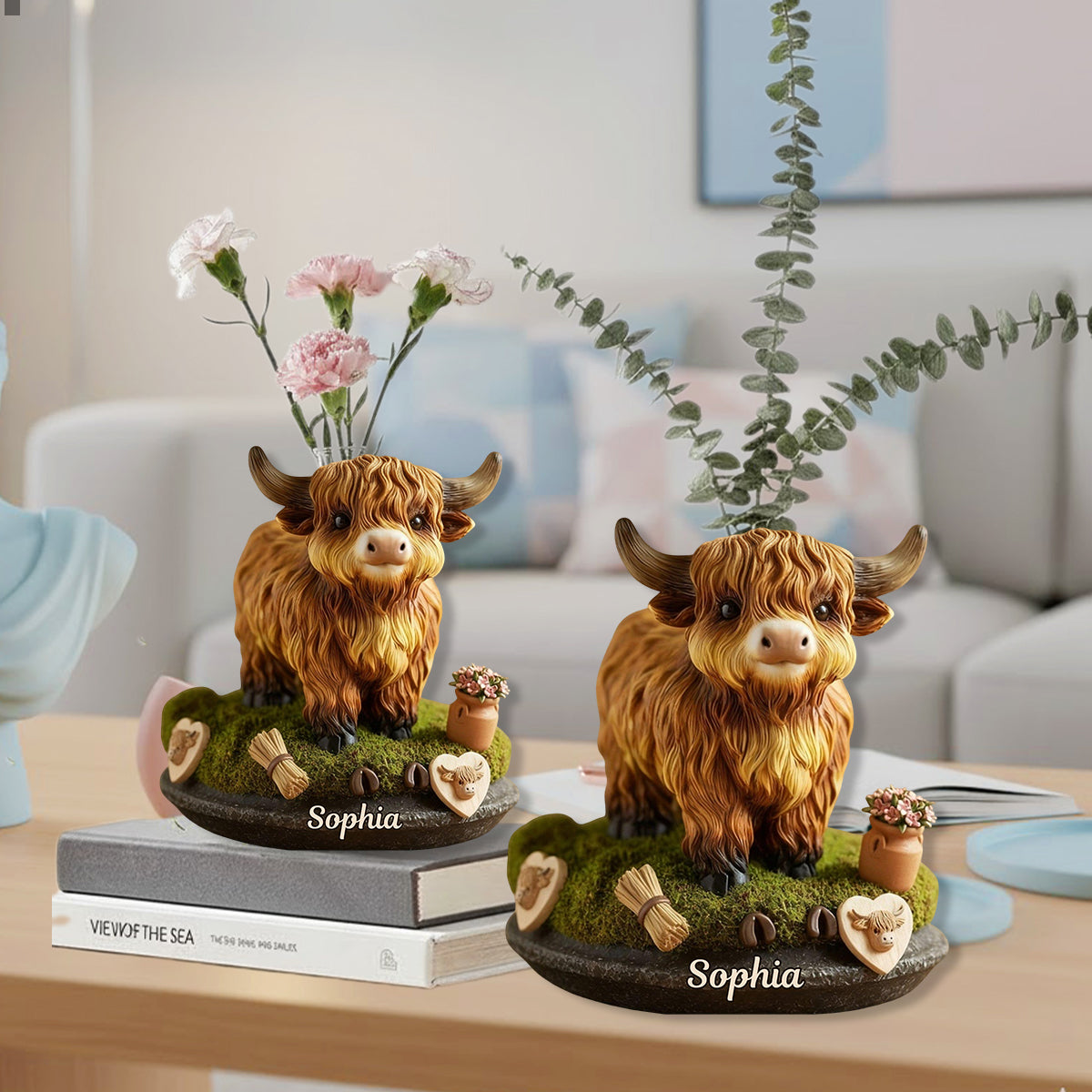 Adorable Cow - Personalized Highland Cow Custom Shape Acrylic Flower Vase