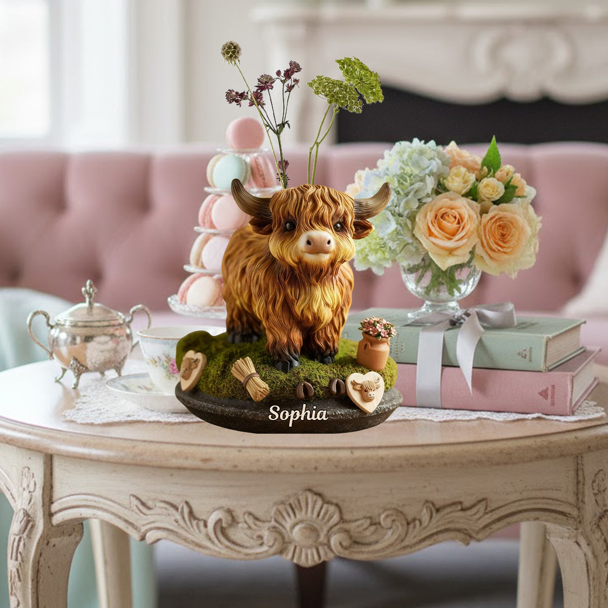 Adorable Cow - Personalized Highland Cow Custom Shape Acrylic Flower Vase