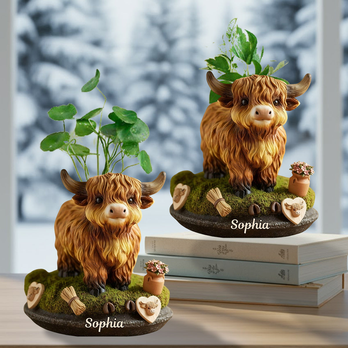Adorable Cow - Personalized Highland Cow Custom Shape Acrylic Flower Vase
