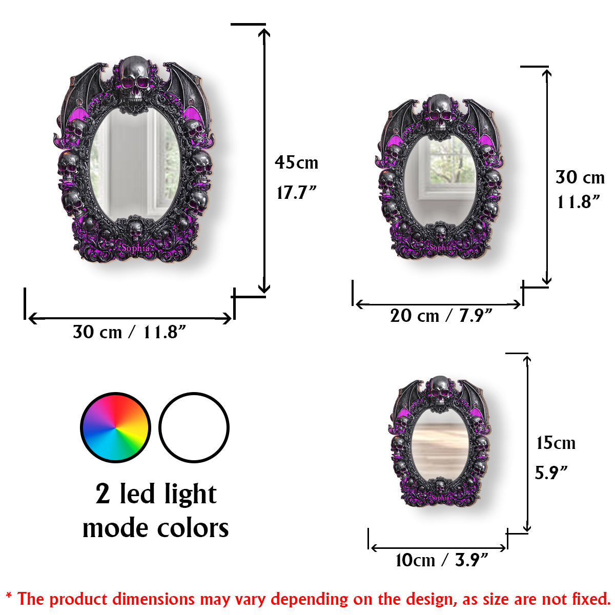 Skull Halloween - Personalized Skull Wall Mirror With LED Light