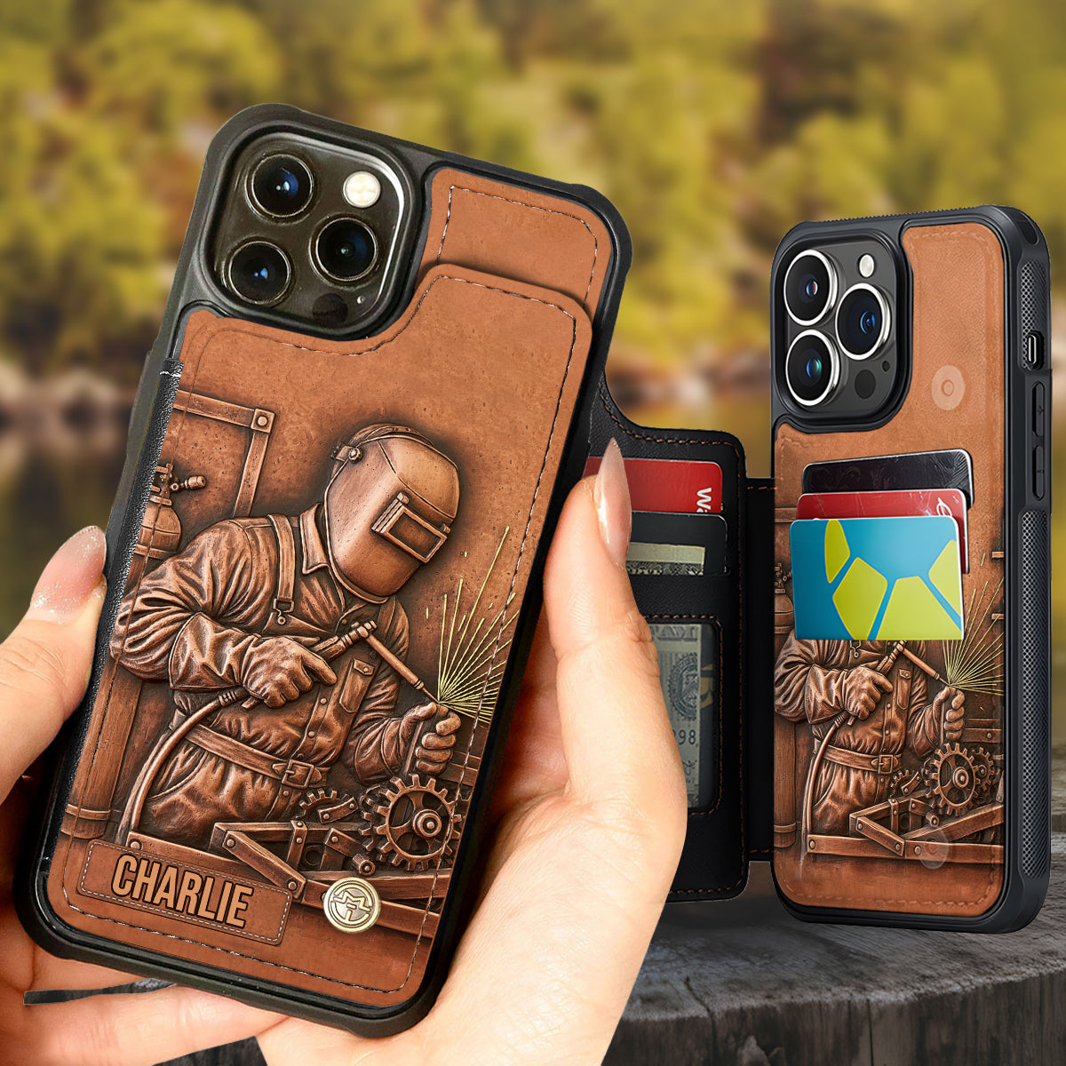 Le soudeur le plus fort - Étui portefeuille pour téléphone personnalisé avec impression intégrale - Soudeur