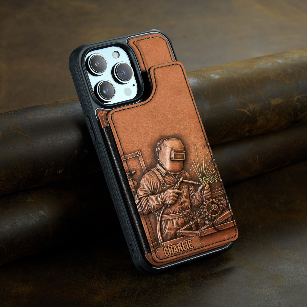 Le soudeur le plus fort - Étui portefeuille pour téléphone personnalisé avec impression intégrale - Soudeur