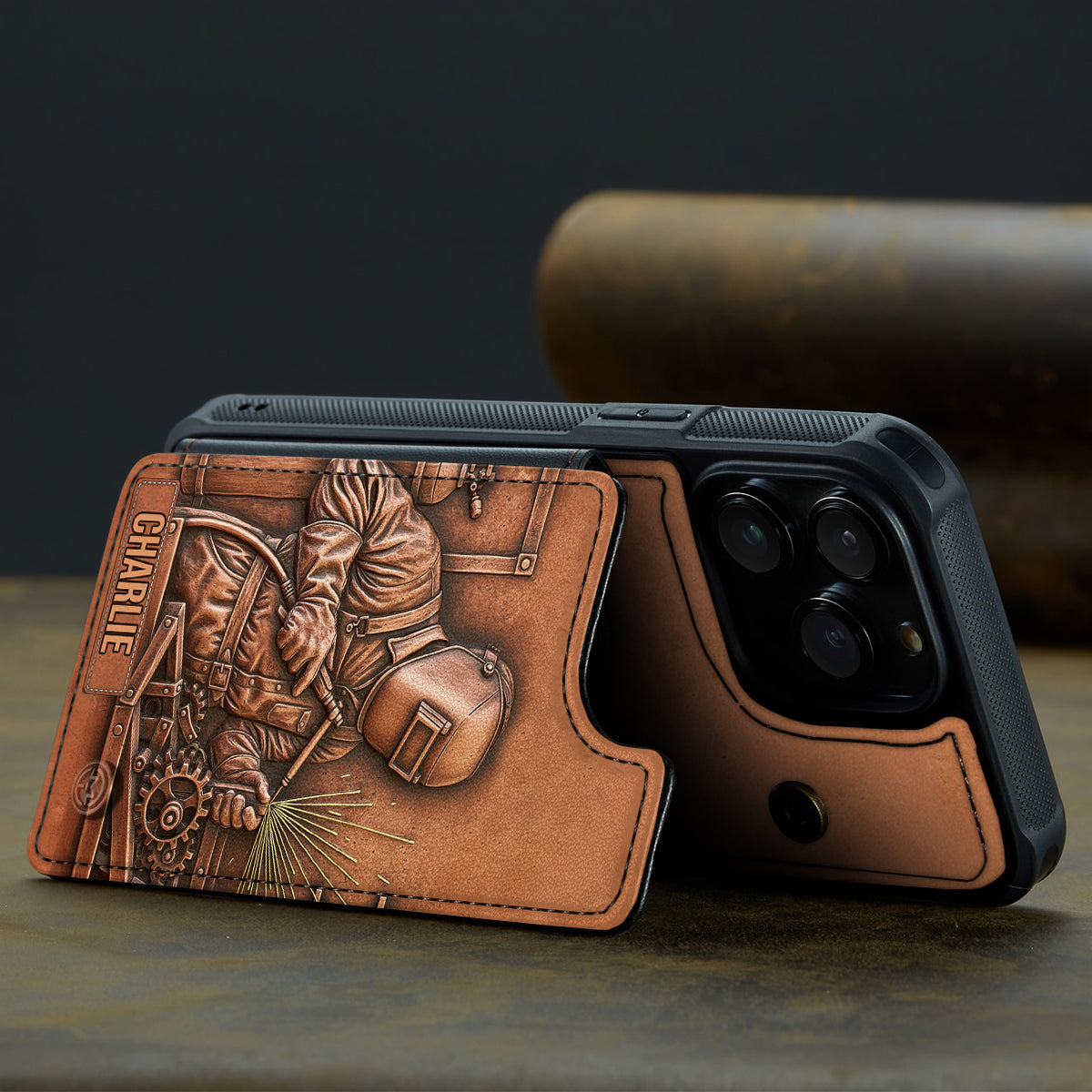 Le soudeur le plus fort - Étui portefeuille pour téléphone personnalisé avec impression intégrale - Soudeur