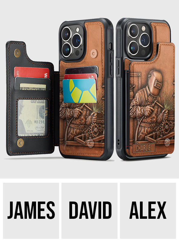 Le soudeur le plus fort - Étui portefeuille pour téléphone personnalisé avec impression intégrale - Soudeur