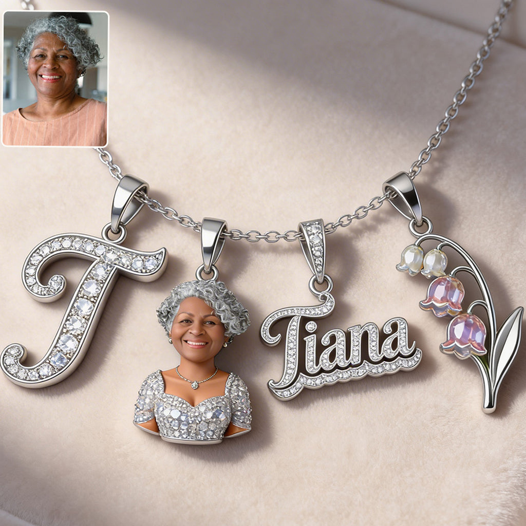 Alphabet Buchstabe, Foto Transformieren Und Blume - Personalisierte Selbstliebe Metall Halsketten Mit Anhängern