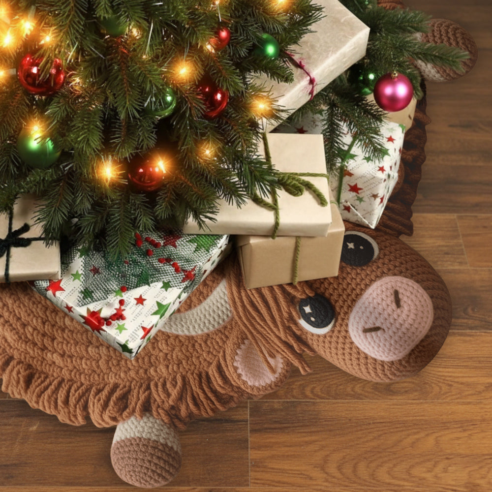 Cute Baby Cow - Personalized Highland Cow Shaped Tree Skirt