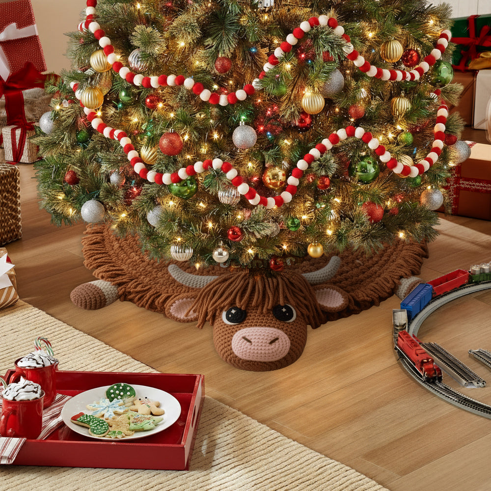 Cute Baby Cow - Personalized Highland Cow Shaped Tree Skirt