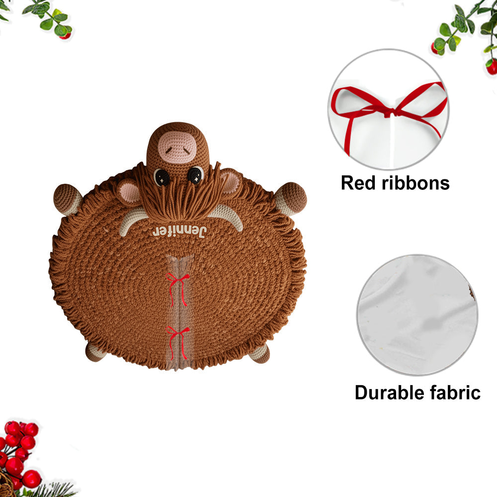 Cute Baby Cow - Personalized Highland Cow Shaped Tree Skirt