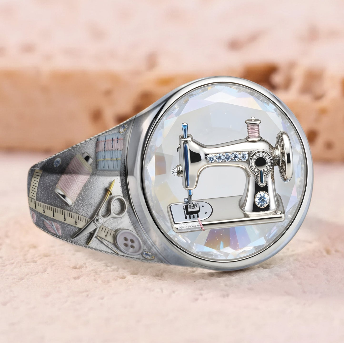 La couture est ma thérapie - Bague chevalière personnalisée