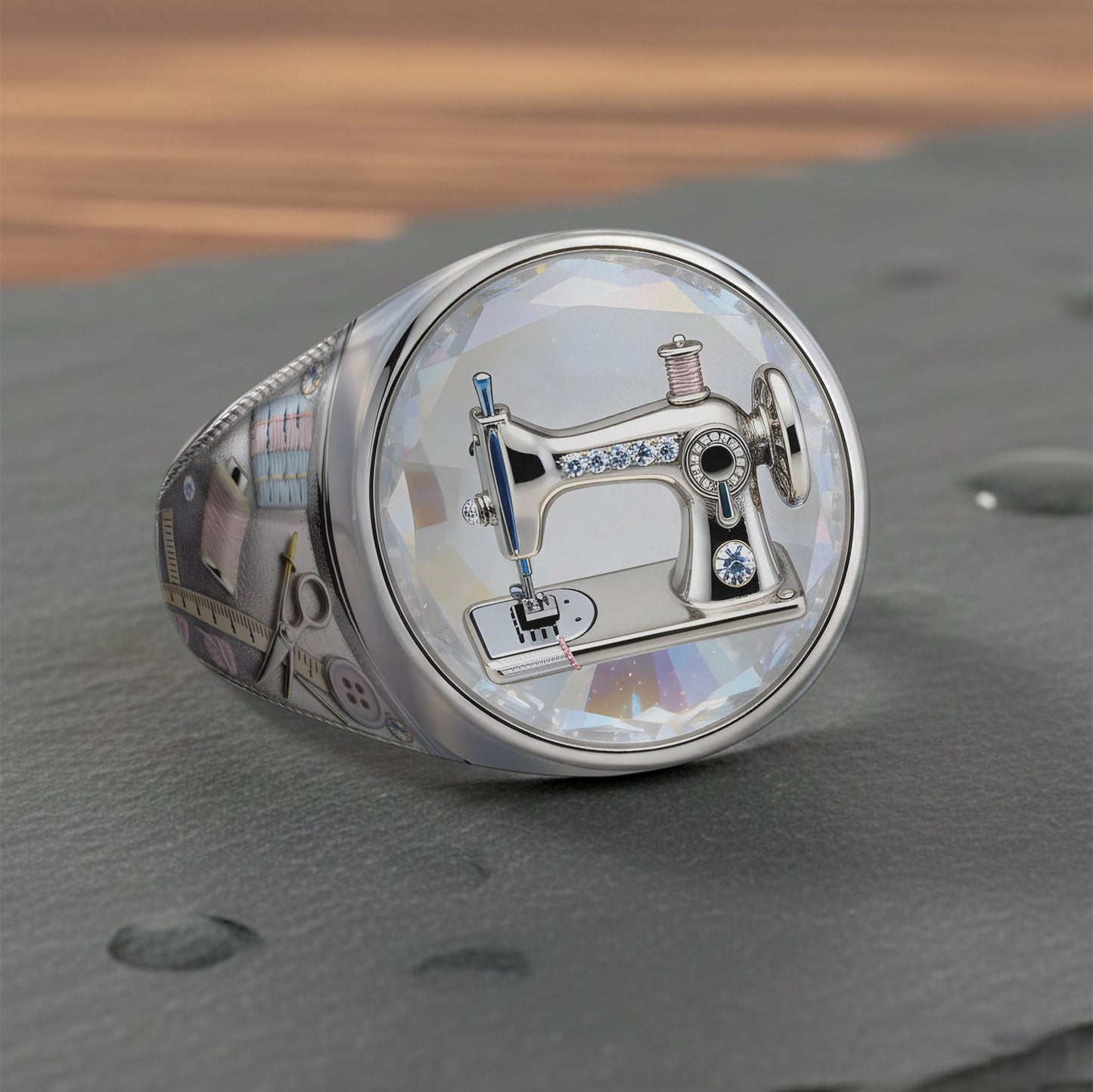 La couture est ma thérapie - Bague chevalière personnalisée