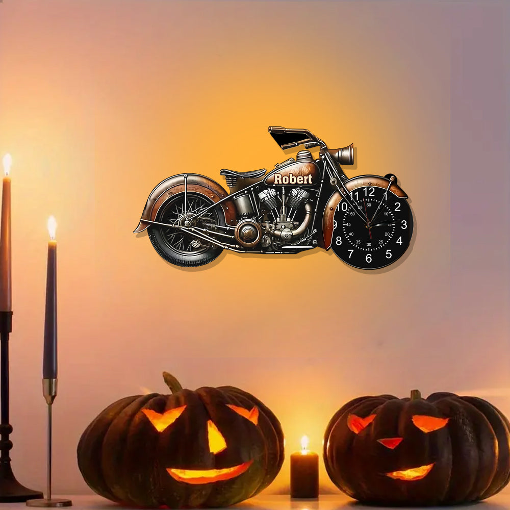 Motorrad – Gute Zeit, guter Freund, gutes Rad – Personalisierte LED-Wanduhr für Biker