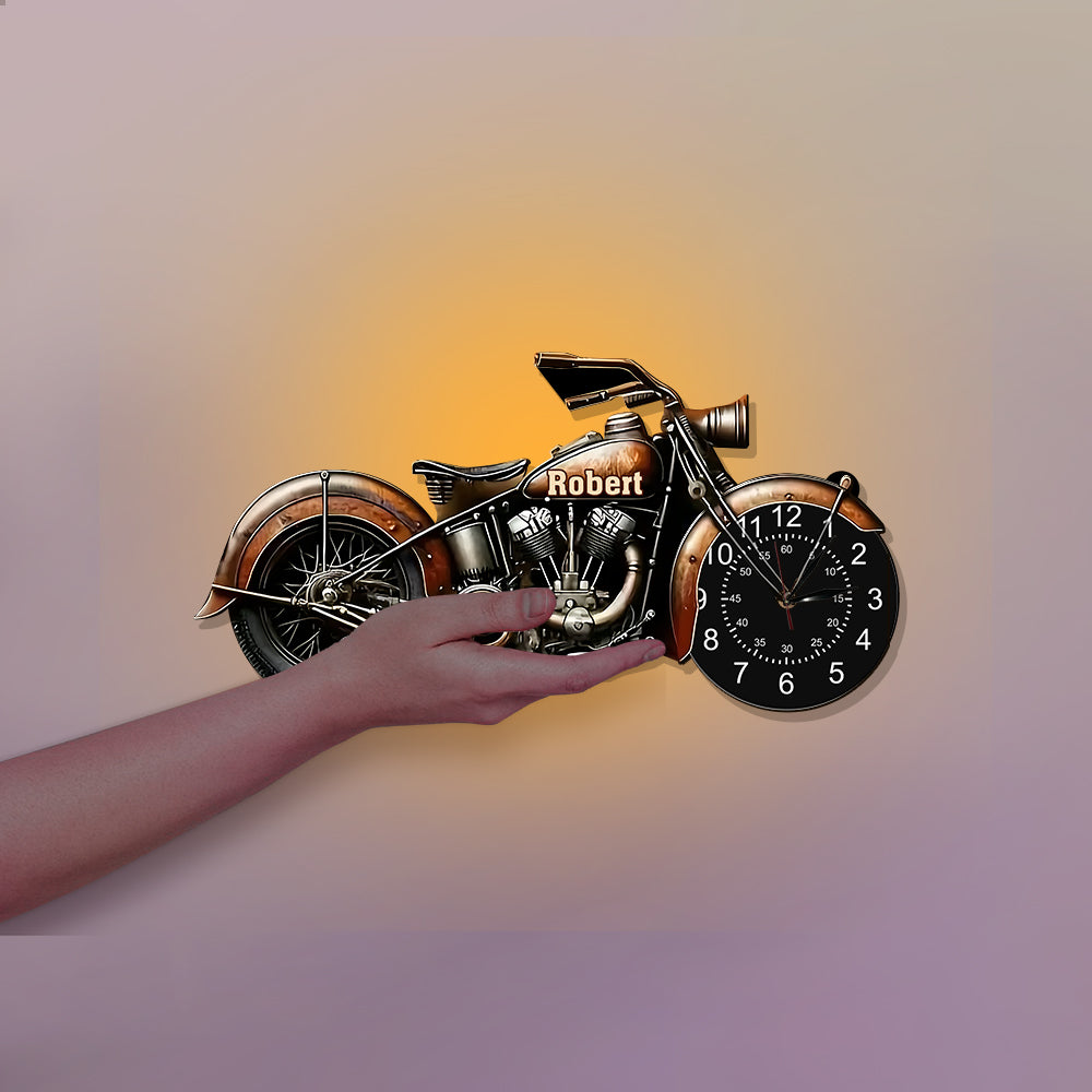 Motorrad – Gute Zeit, guter Freund, gutes Rad – Personalisierte LED-Wanduhr für Biker