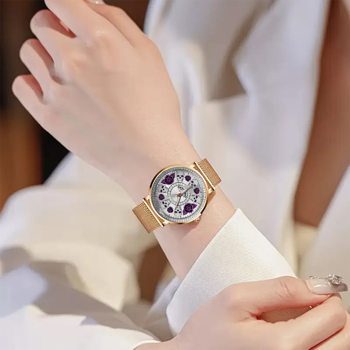 Skull And Roses - Personalized Skull Women Hand Watch