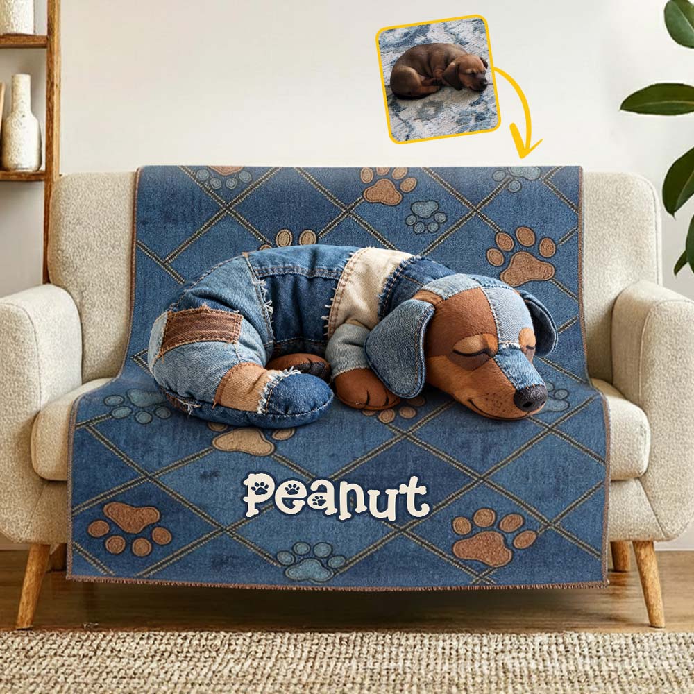 Jeans Quilt Patch Dog - Personalized Dog Blanket