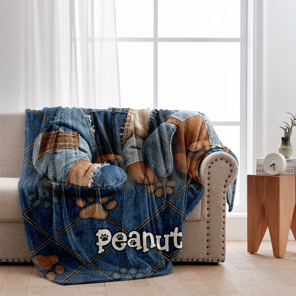 Jeans Quilt Patch Dog - Personalized Dog Blanket