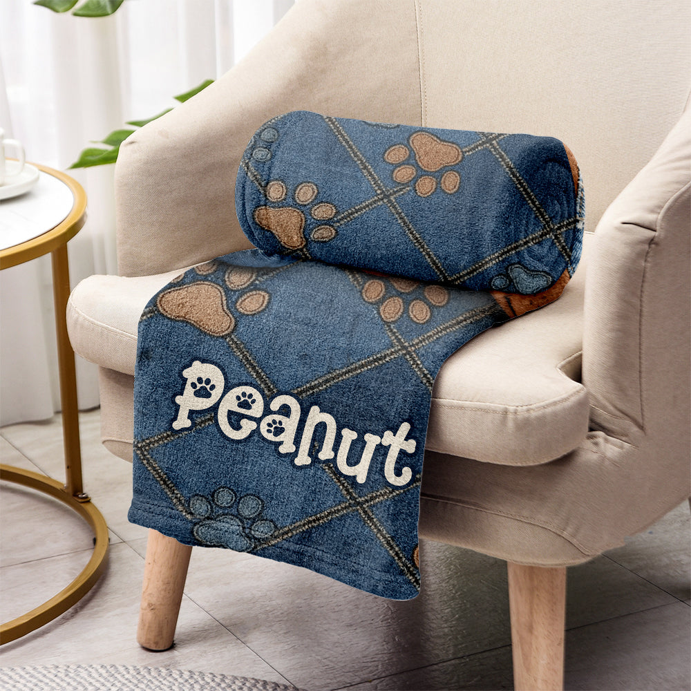 Jeans Quilt Patch Dog - Personalized Dog Blanket