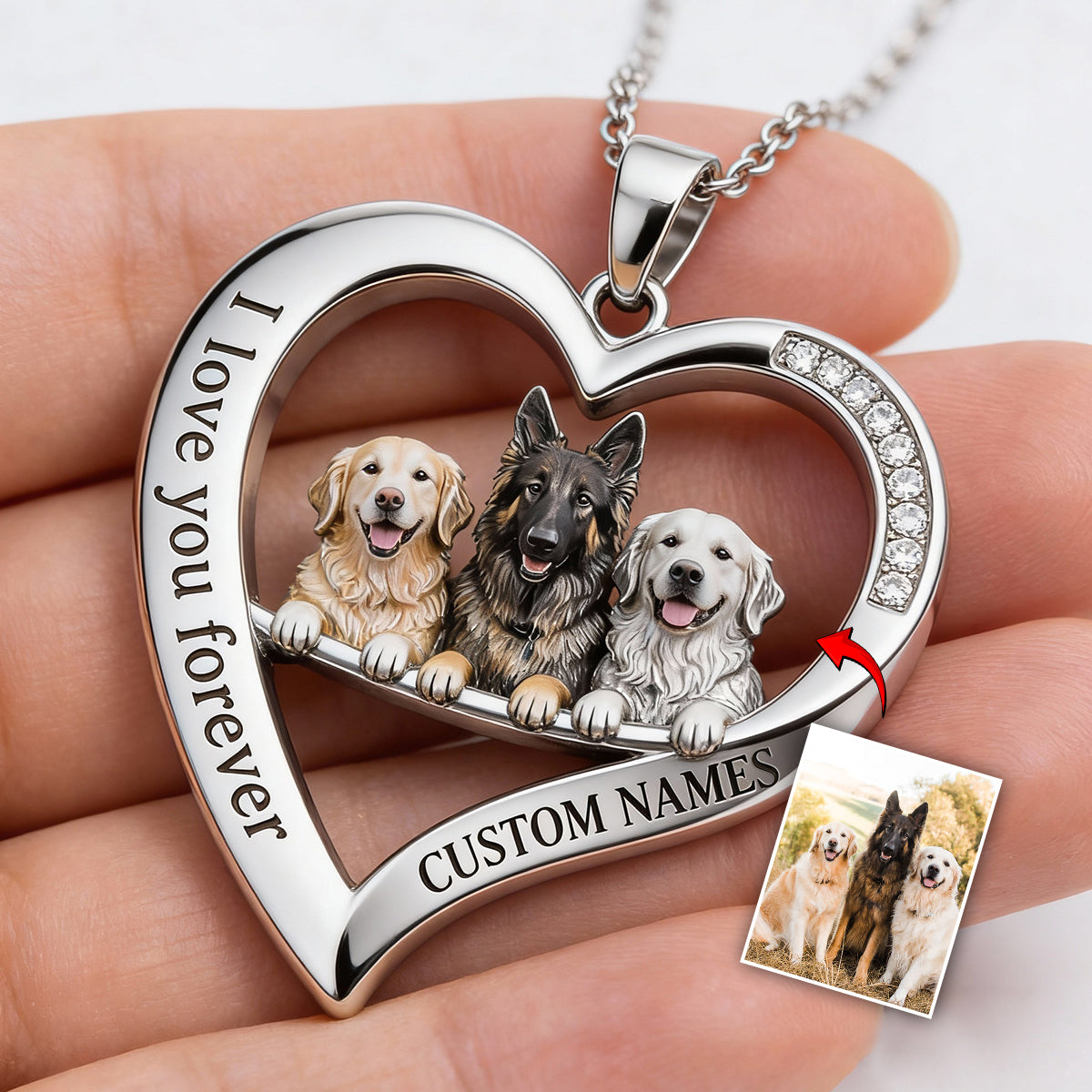 Custom From Any Photo - Personalized Dog Shaped Metal Pendant Necklace