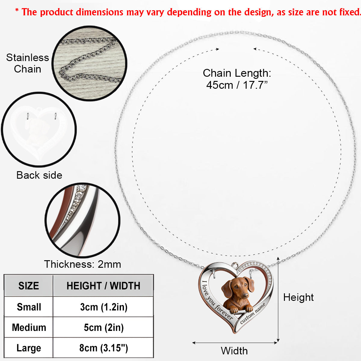 Custom From Any Photo - Personalized Dog Shaped Metal Pendant Necklace