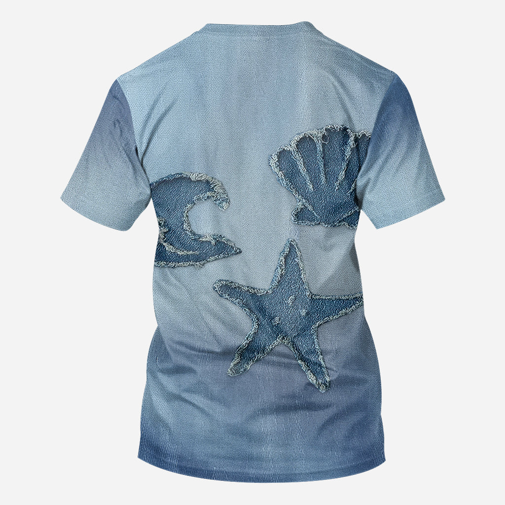 Denim Sea Life - Personalized Sea Lover All Over Shirt