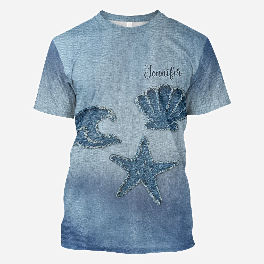 Denim Sea Life - Personalized Sea Lover All Over Shirt