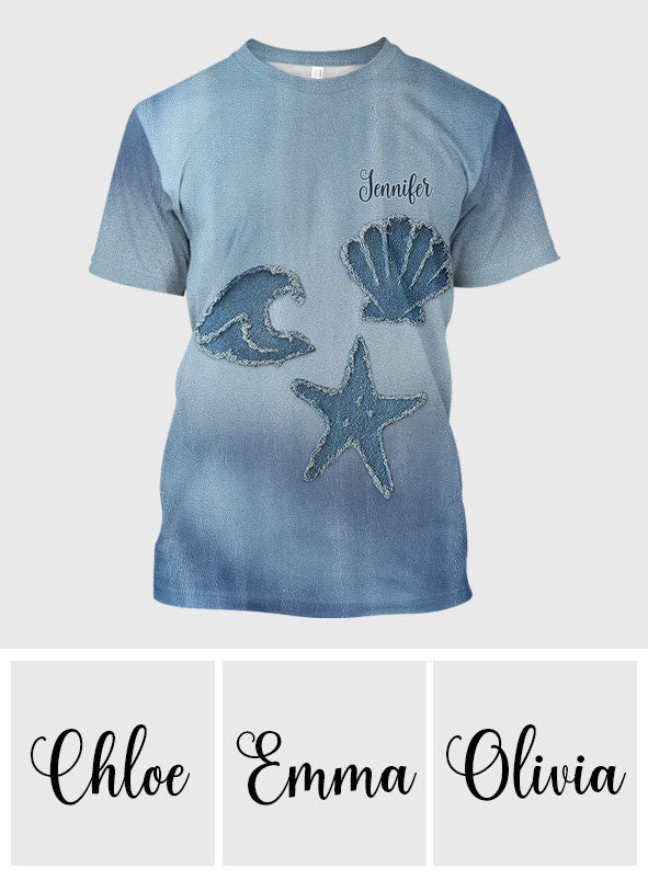 Denim Sea Life - Personalized Sea Lover All Over Shirt