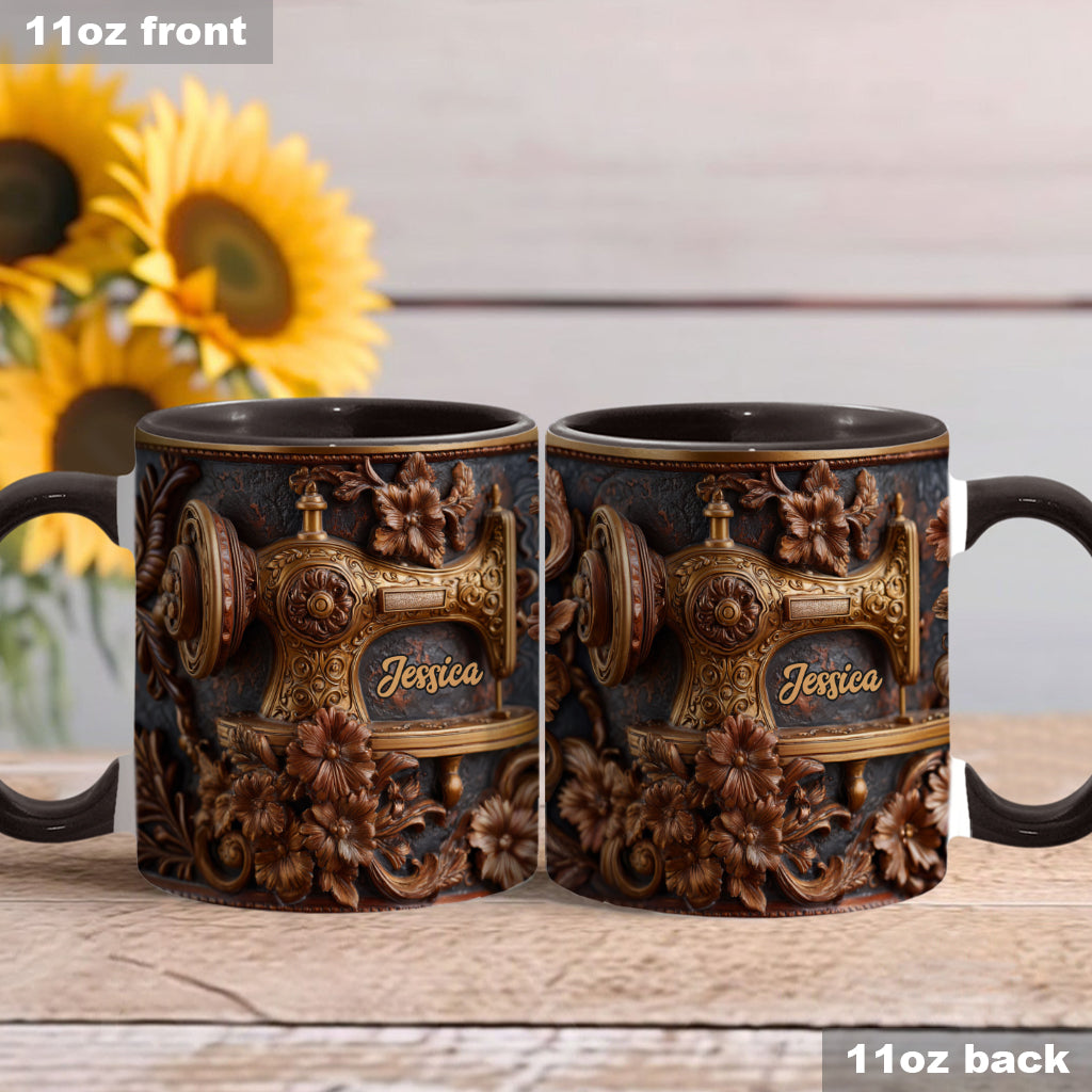 Just A Woman Who Loves Sewing - Personalized Sewing Accent Mug & Coaster