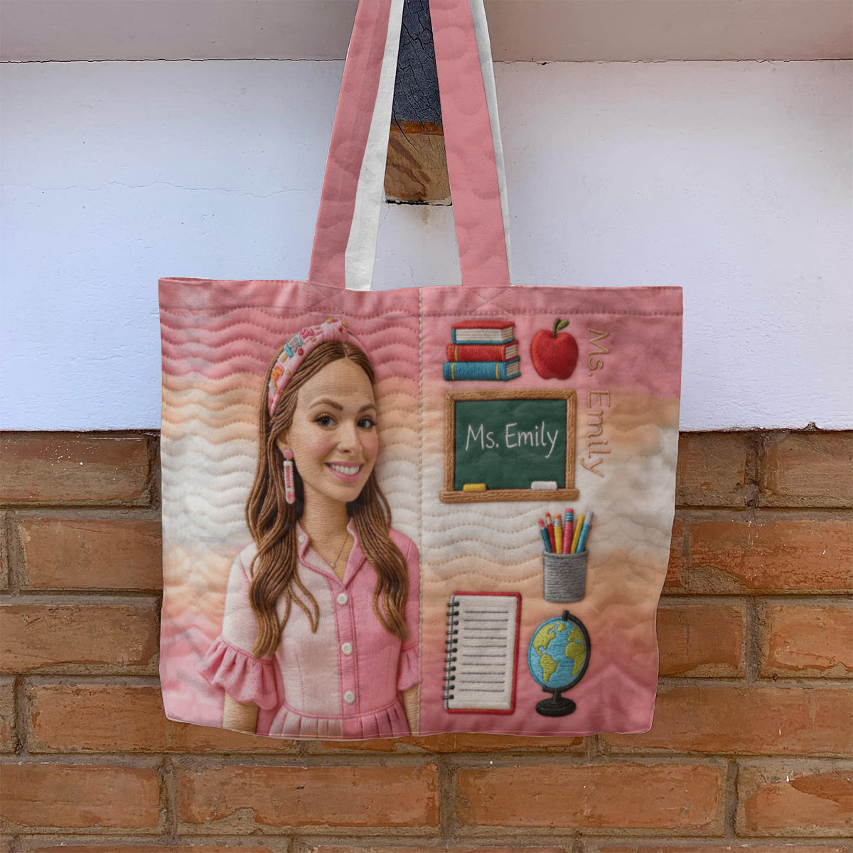 Best Teacher Ever - Personalized Teacher Quilted Tote Bag