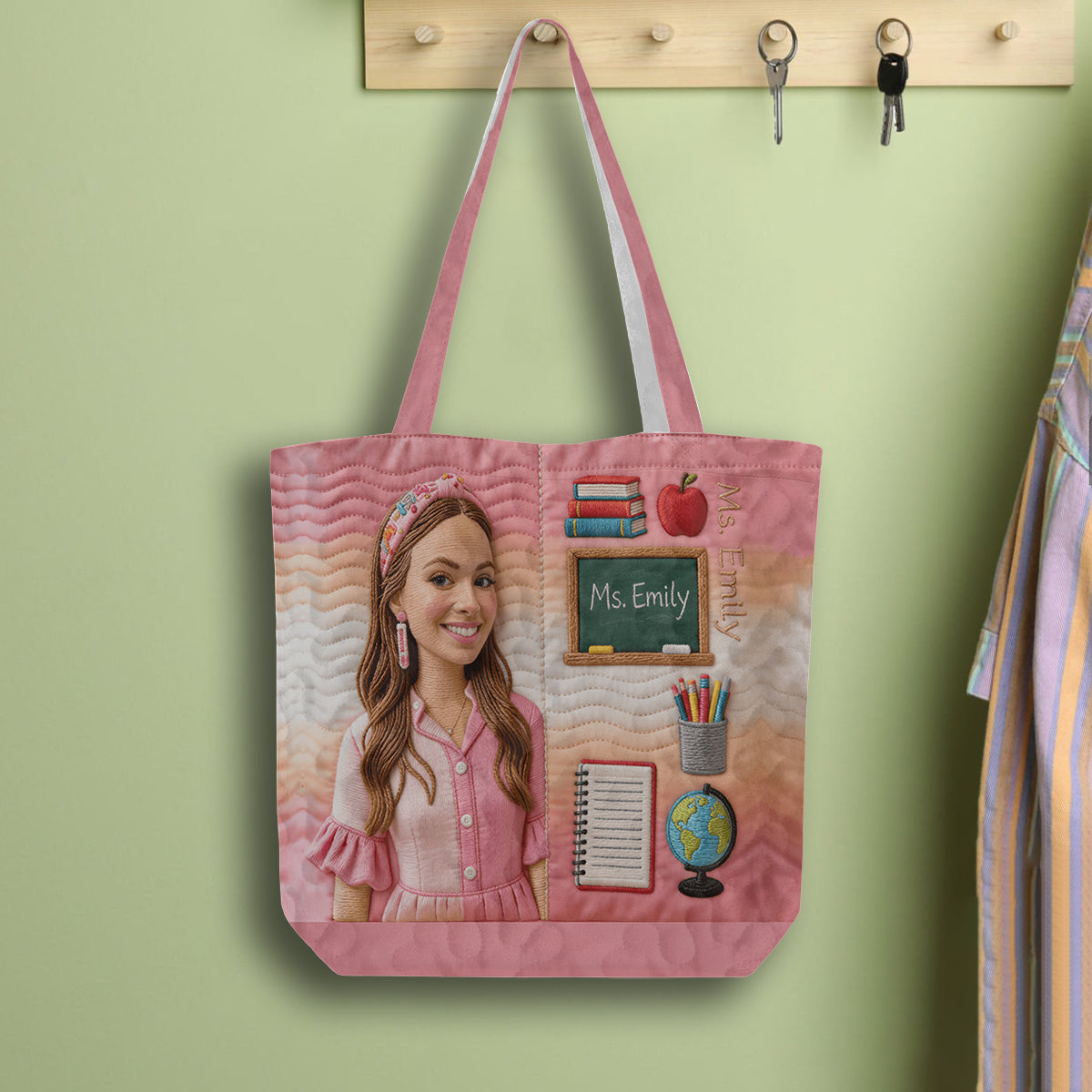 Best Teacher Ever - Personalized Teacher Quilted Tote Bag