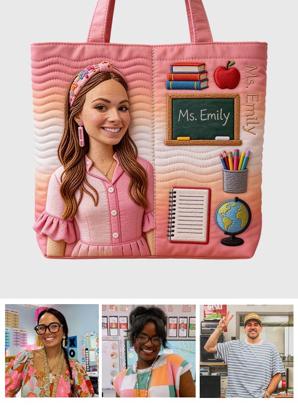 Best Teacher Ever - Personalized Teacher Quilted Tote Bag