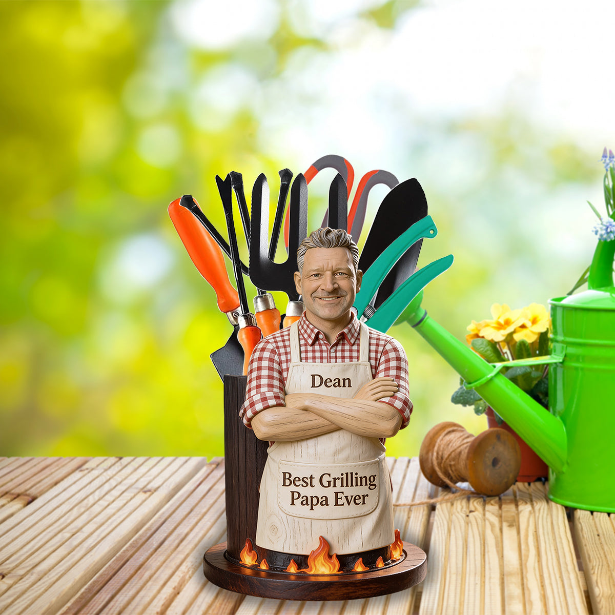 Meilleur Papa - Support à Ustensiles de Grillade en Bois Personnalisé