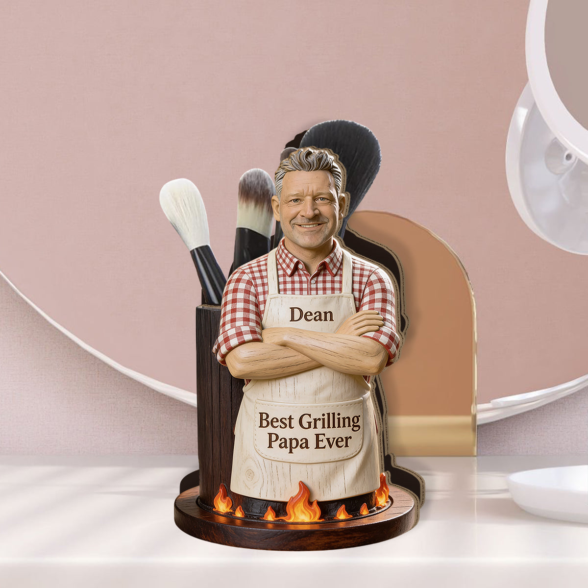 Meilleur Papa - Support à Ustensiles de Grillade en Bois Personnalisé