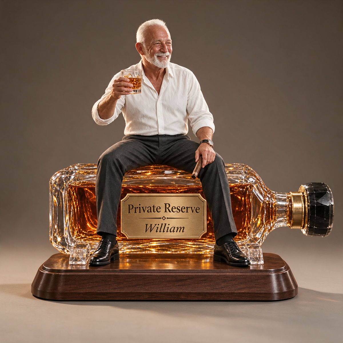 Personalized Whiskey Acrylic Plaque - Custom Photo Bottle Lounge Sculpture