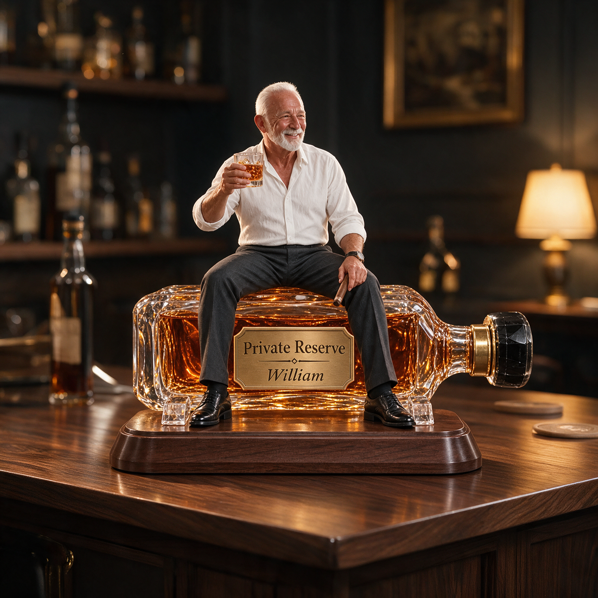 Personalized Whiskey Acrylic Plaque - Custom Photo Bottle Lounge Sculpture