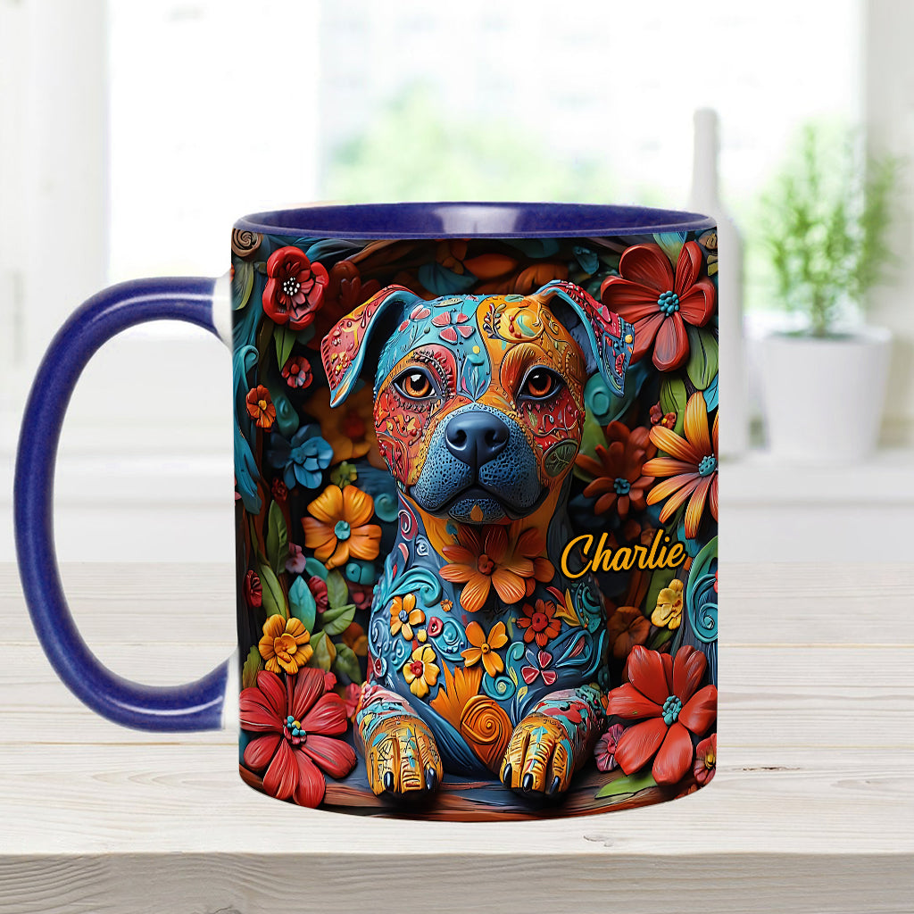 Mug personnalisé « Rêves de Pitbull Colorés »