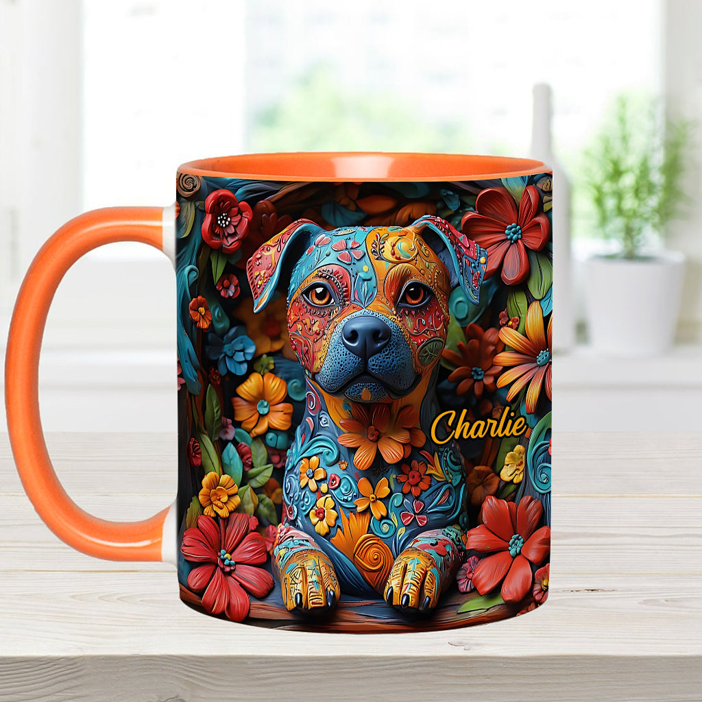 Mug personnalisé « Rêves de Pitbull Colorés »