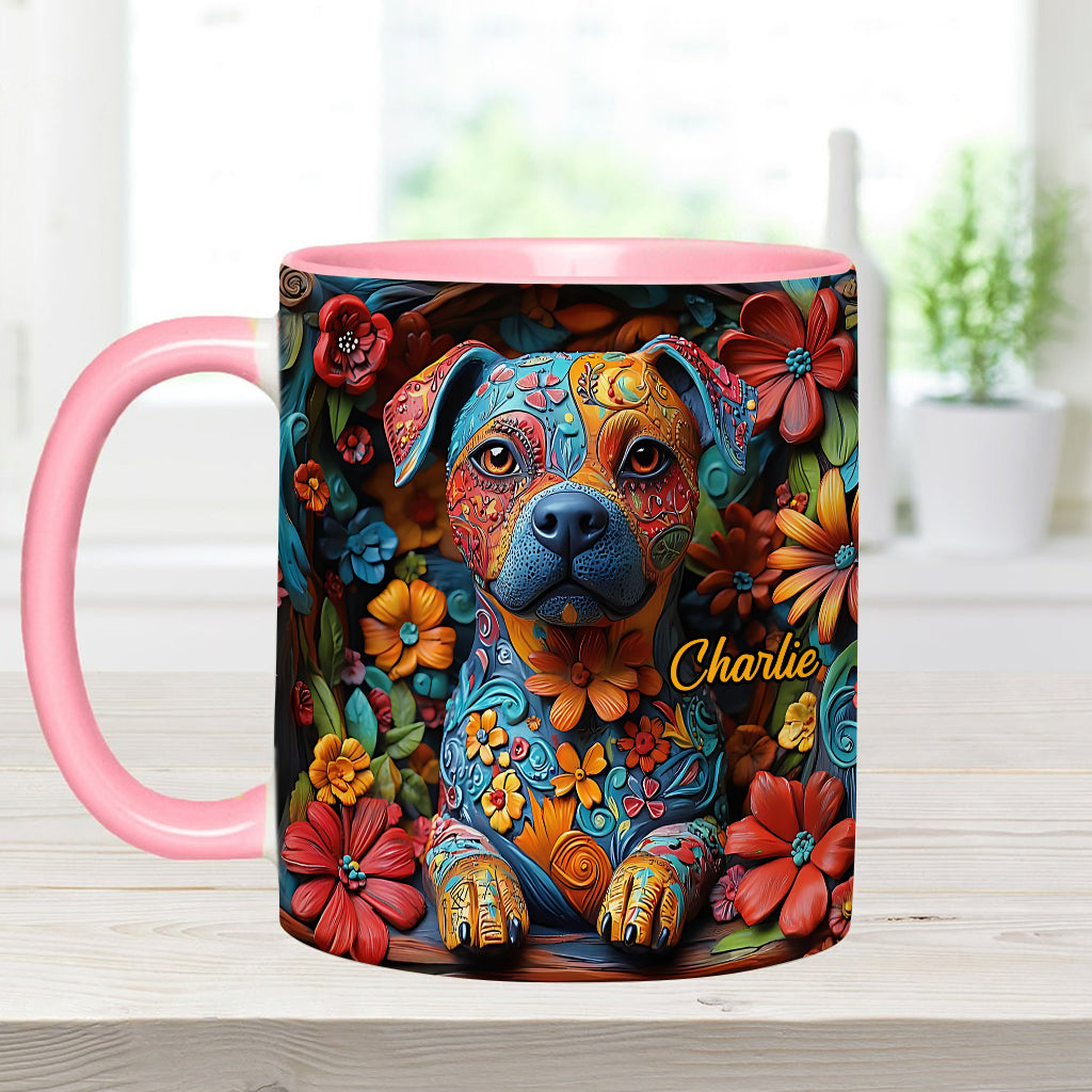 Mug personnalisé « Rêves de Pitbull Colorés »