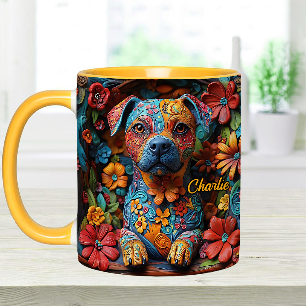 Mug personnalisé « Rêves de Pitbull Colorés »