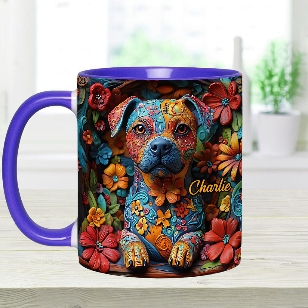 Mug personnalisé « Rêves de Pitbull Colorés »