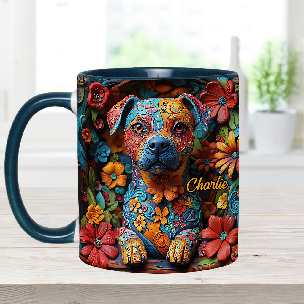 Mug personnalisé « Rêves de Pitbull Colorés »