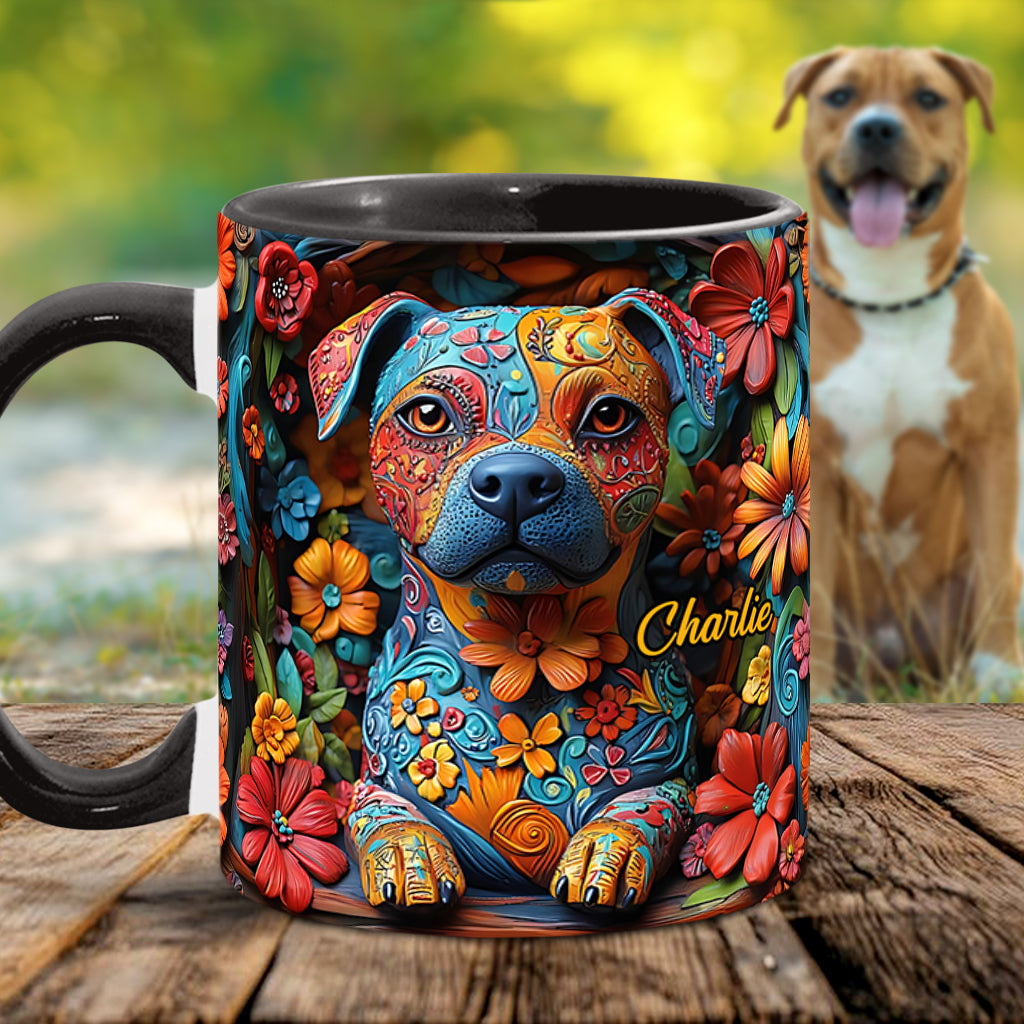 Mug personnalisé « Rêves de Pitbull Colorés »