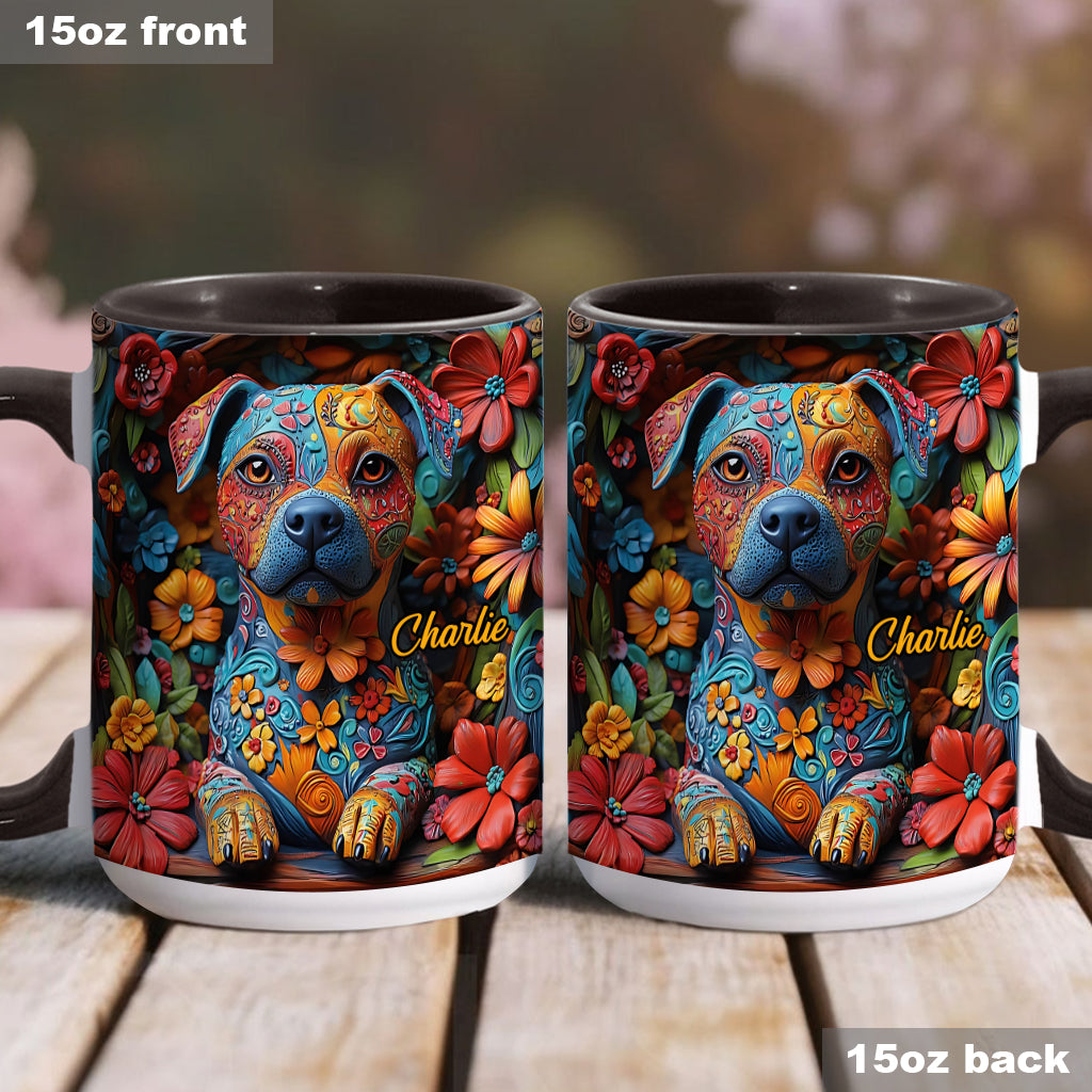 Mug personnalisé « Rêves de Pitbull Colorés »
