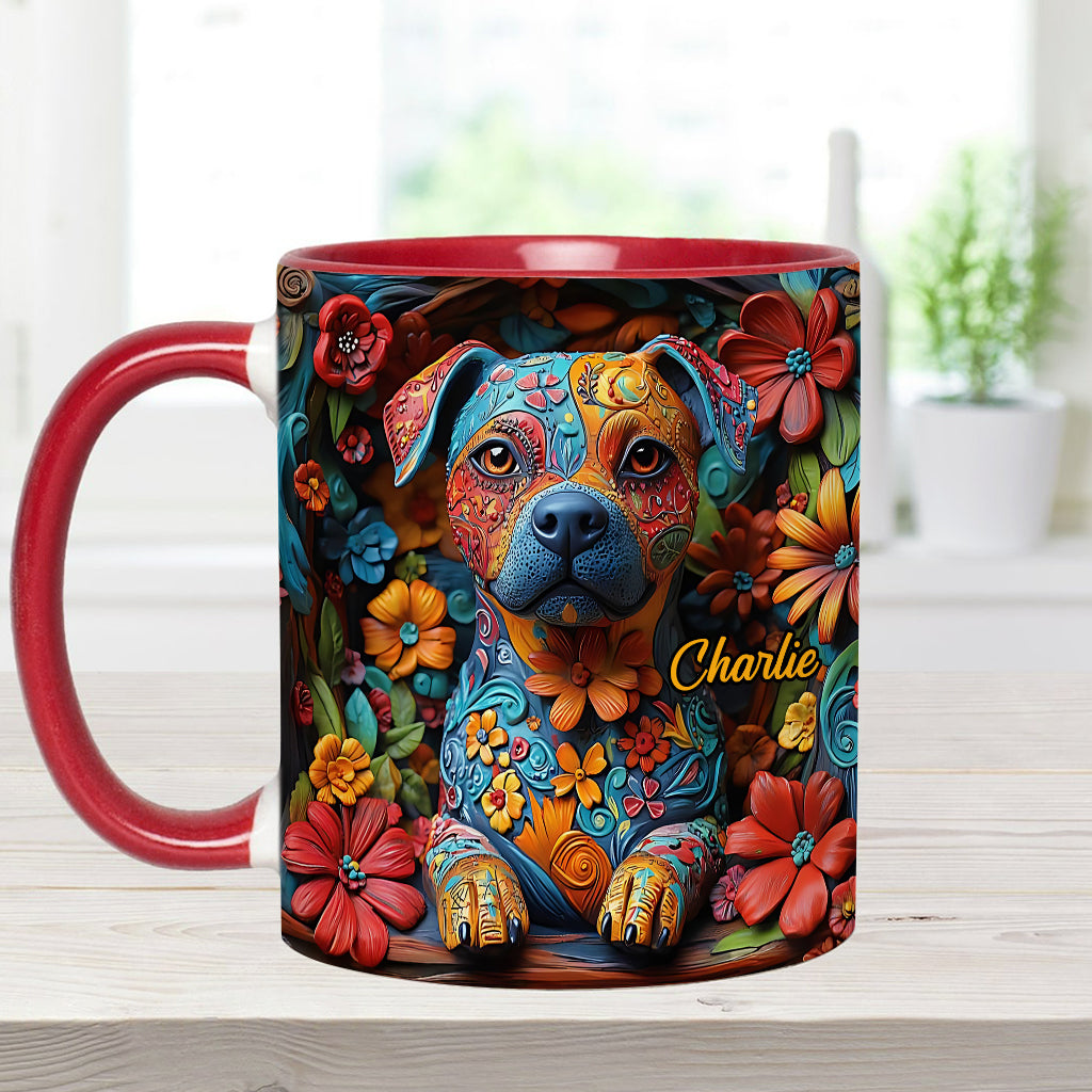 Mug personnalisé « Rêves de Pitbull Colorés »