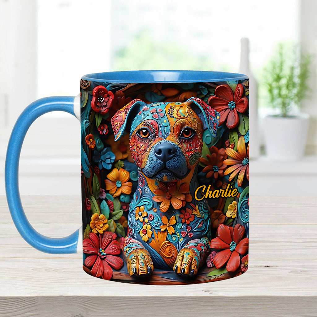 Mug personnalisé « Rêves de Pitbull Colorés »
