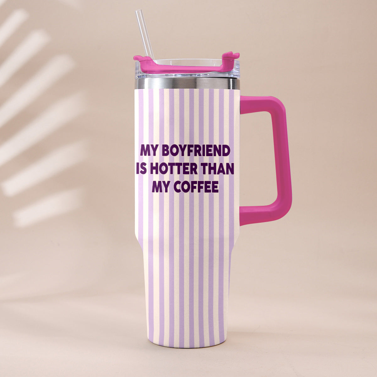 My Husband Boyfriend Is Hotter Than My Coffee Funny Doll - Personalized Couple Tumbler With Handle & Posable Doll